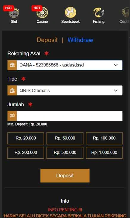 cara deposit Win62 Link